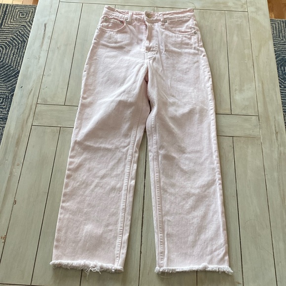 Zara Denim - Zara Light Pink Denim Jeans Size 6 Frayed